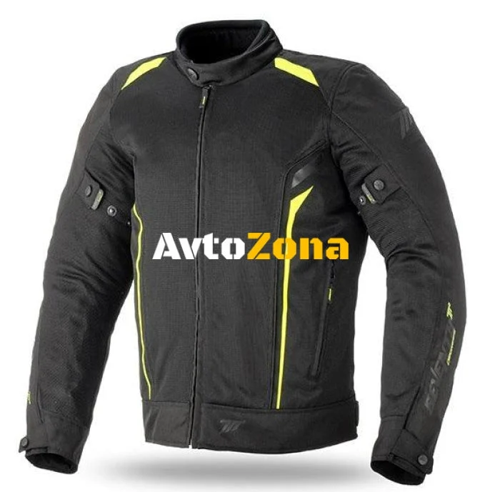 Jachetă moto din material textil 70 DEGREES TOURING BLACK/FLUO YELLOW