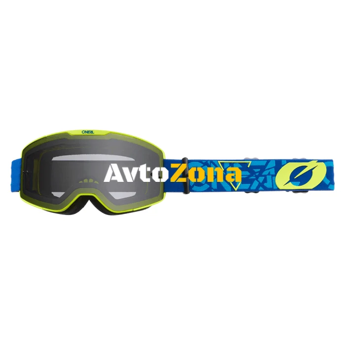 Ochelari Motocross B-20 STRAIN V.22 BLUE/NEON YELLOW - GRAY