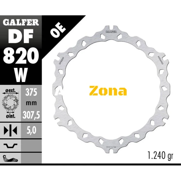 Preden Disc cu spirale Galfer WAVE FIXED 375x5mm DF820W