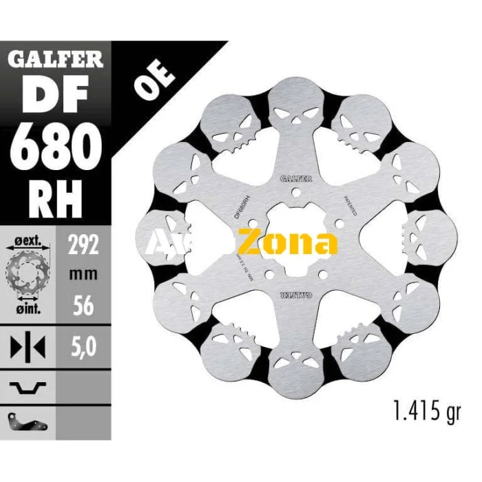 Preden Spirachen disc Galfer WAVE SKULL DESIGN FIXED 292x5mm DF680RH