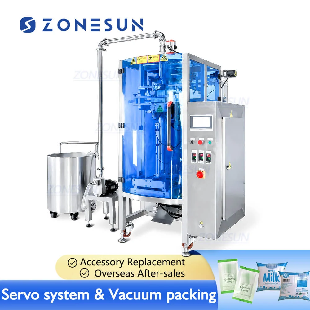 Zonesun ZS-420GSY SAUT AUTOMAT SACHET SACHET PASTE PASTE LIFICE Umplerea vidului VIFFS Mașă de ambalare cu rezervor de ali...