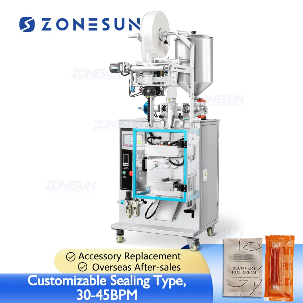 ZONESUN ZS-FS240LS VFFS VFFS PUTON POMP POMP NUTRIȚIONALE SAUCE DE MIERE SACHET SECHET PASTE