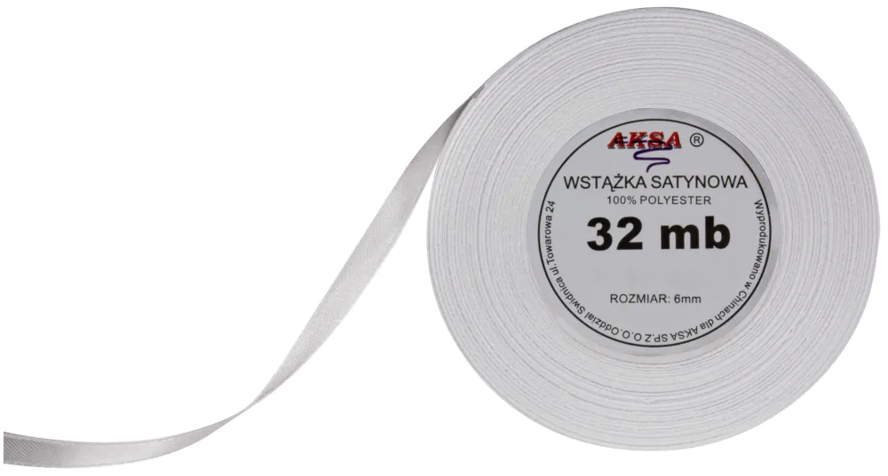 Panglică satin WHITE 6mm