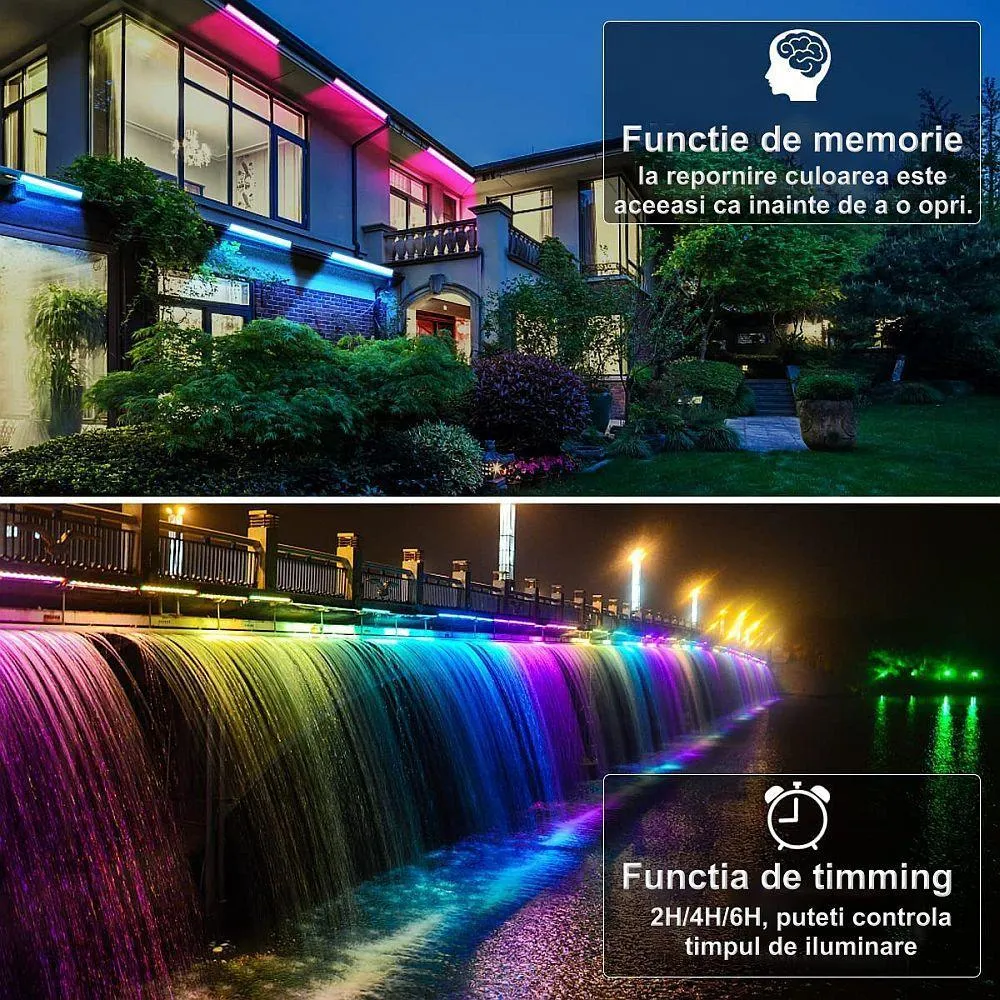 Proiector LED 25W RGB fatada wall washer multicolor cu telecomanda RF