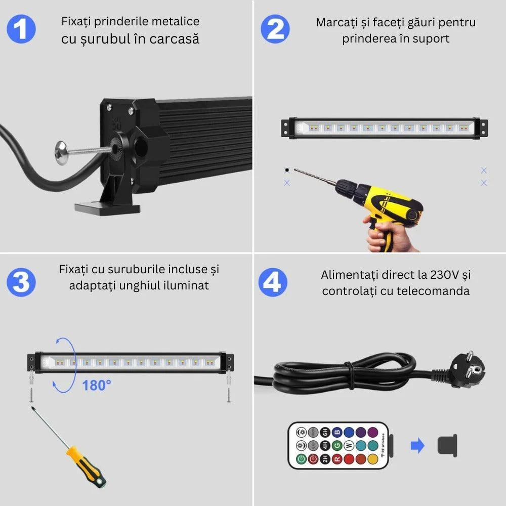 Proiector LED 25W RGB fatada wall washer multicolor cu telecomanda RF