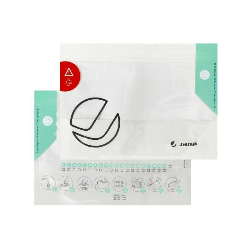 Set 5 pungi de sterilizare, Jane, Pentru microunde, Gata 90 de secunde, 28 x 21 cm