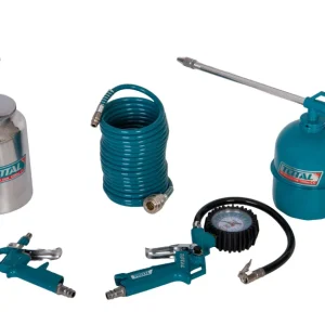 Kit 5 piese TOTAL pentru suflat, umflat, spalat, vopsit si furtun 5m pentru compresor