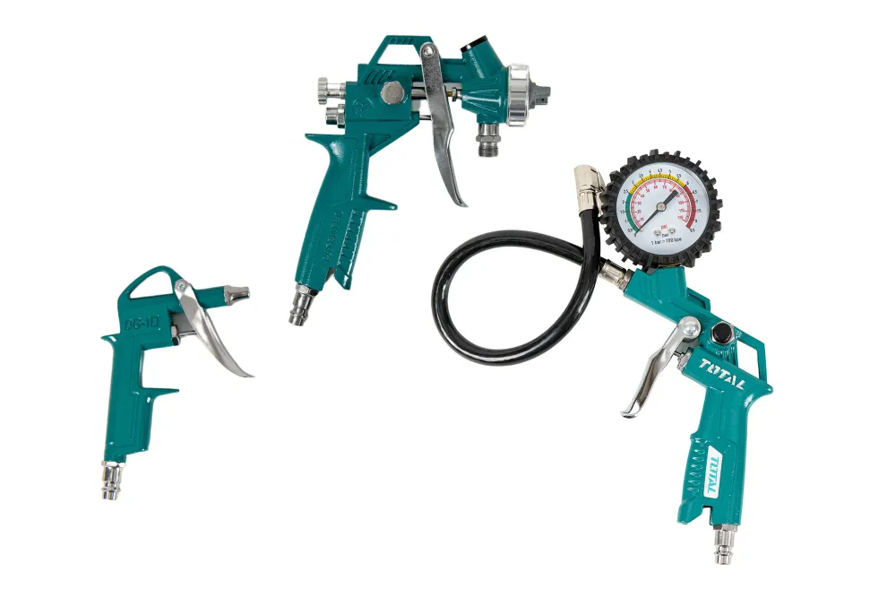 Kit 5 piese TOTAL pentru suflat, umflat, spalat, vopsit si furtun 5m pentru compresor