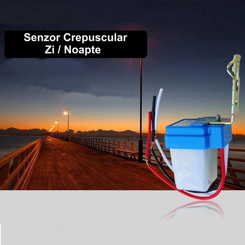 Senzor crepuscular 12V, alb/albastru