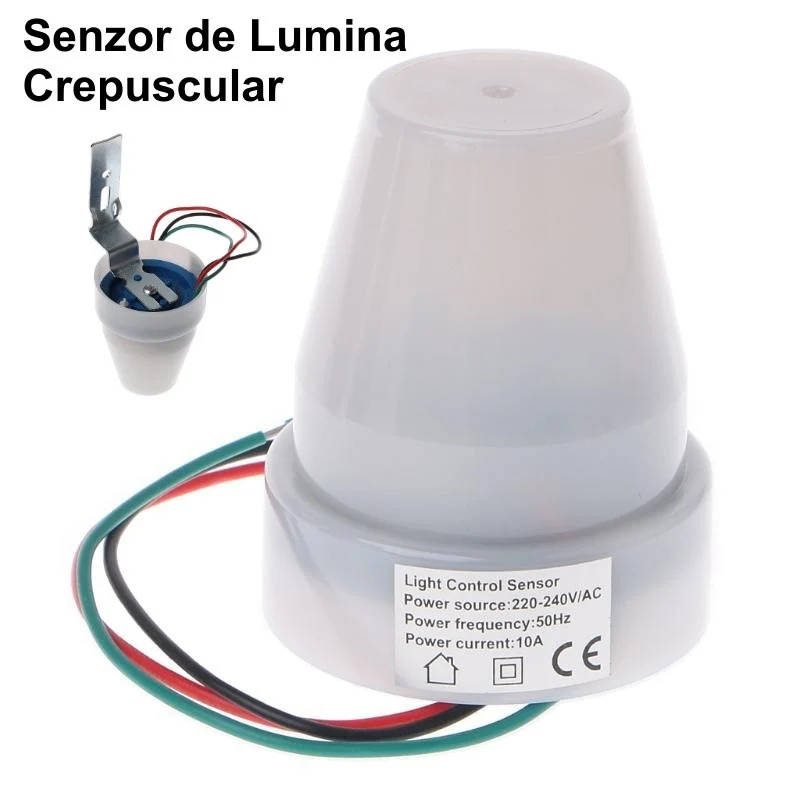 Senzor crepuscular 220V de lumina, alb 360˚