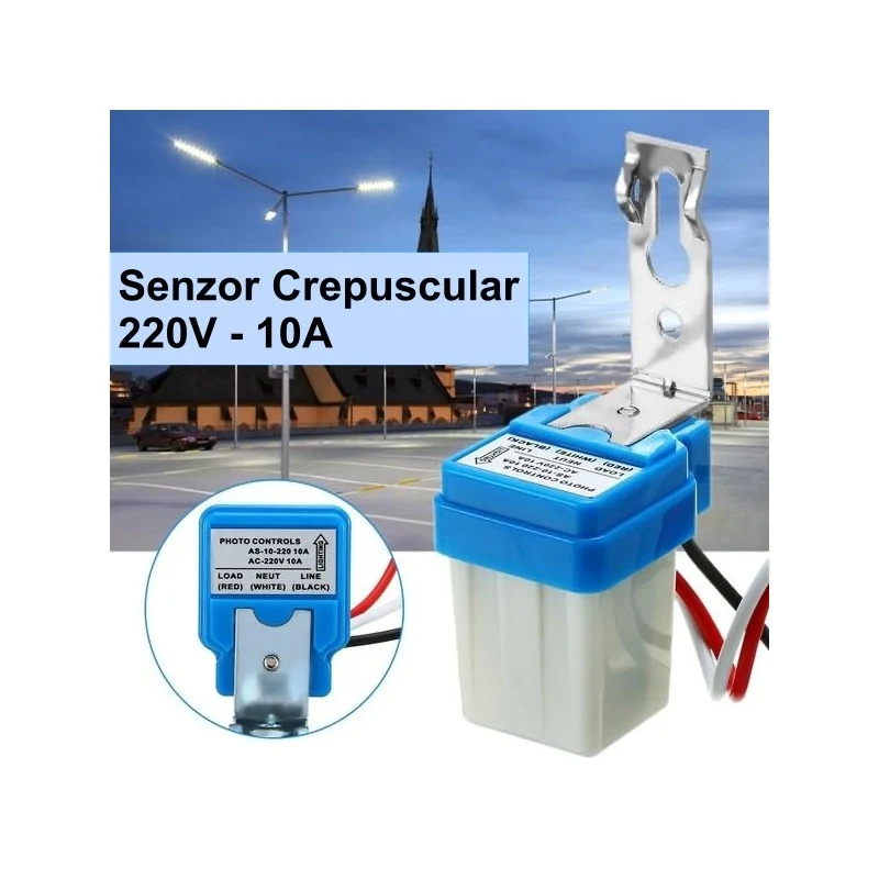 Senzor crepuscular 220V,10A alb/albastru