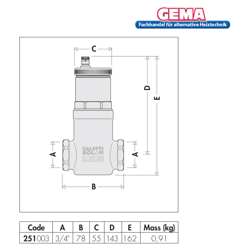 Caleffi Discal Micro -Bladder Separator pentru energie termică solară