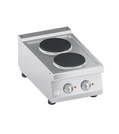 Mașă de gătit electrică de banc cu 2 plite rotunde, 5,20 kW