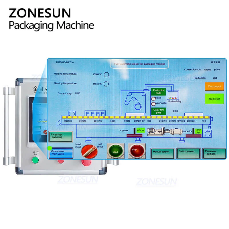 ZONESUN ZS-VPK420 Industrial Automatic Servo Driven Food Thermoforming Vacuum Packaging Machine