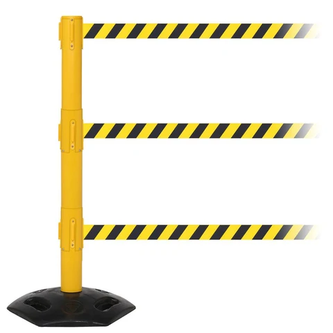 FlexiBarrier Stâlp cu bandă - Exterior Triplu - (bandă 3x3.4m)