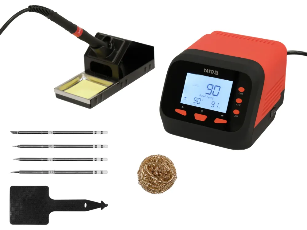 Statie de lipit profesionala YATO T12 75W cu display LCD, set complet 4 varfuri