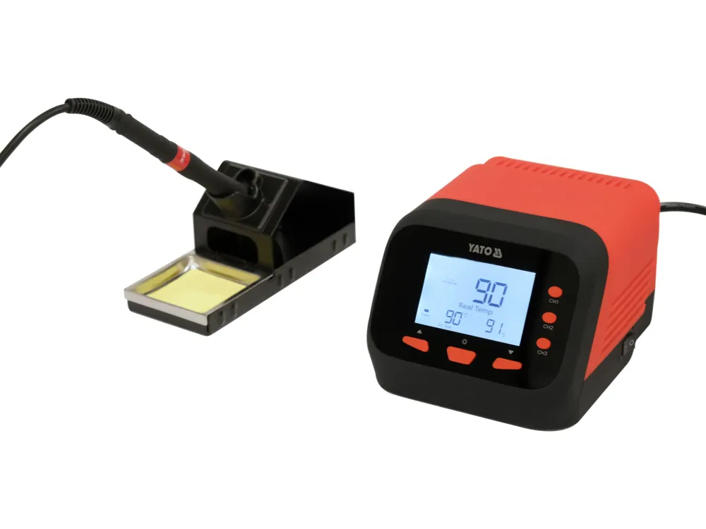 Statie de lipit profesionala YATO T12 75W cu display LCD, set complet 4 varfuri