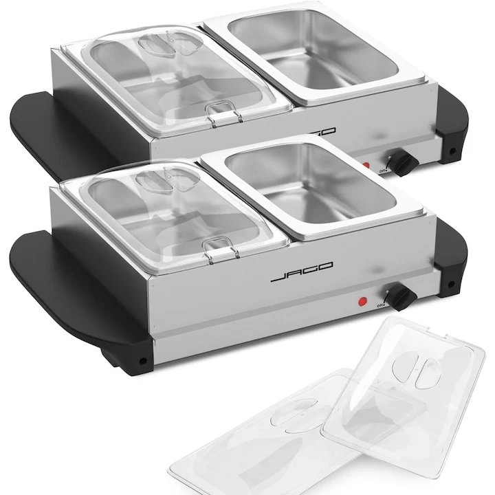 Set de 2 bufeturi electrice cu control de temperatura, 6 L, otel inoxidabil