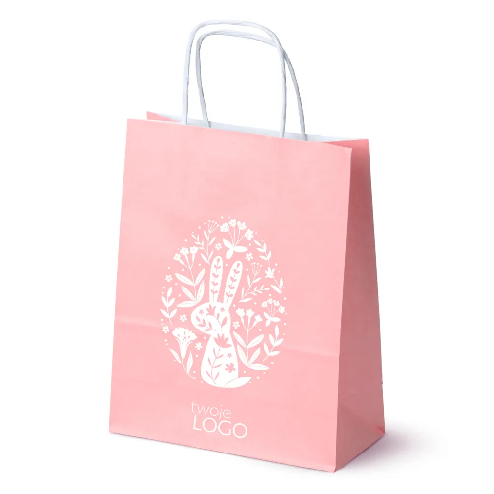 Punga hartie 180x80x225mm Pink Pastel BUNNY 50 buc.