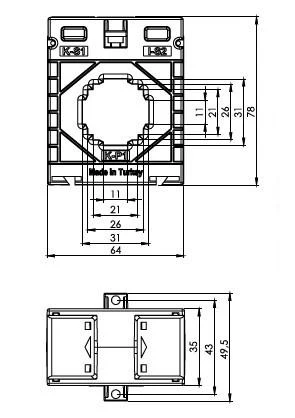 ONKA Transformator de curent TRANSFORMATOR DE CURENT 250/5A, 30MM, CLASA 0.5S, 2.5VA (TK302505303 / 80011764)