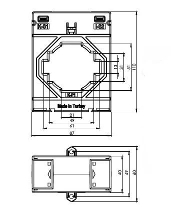 Transformator de curent ONKA - TRANSFORMATOR DE CURENT 600/5A, 60MM, CLASA 0.5S, 5VA (TK606005304 / 80011767)