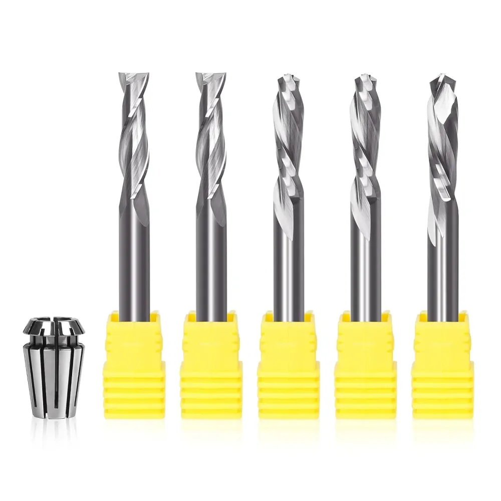 5PCS CNC Router Bits 1/4 Inch Shank Wood Cut, Carving