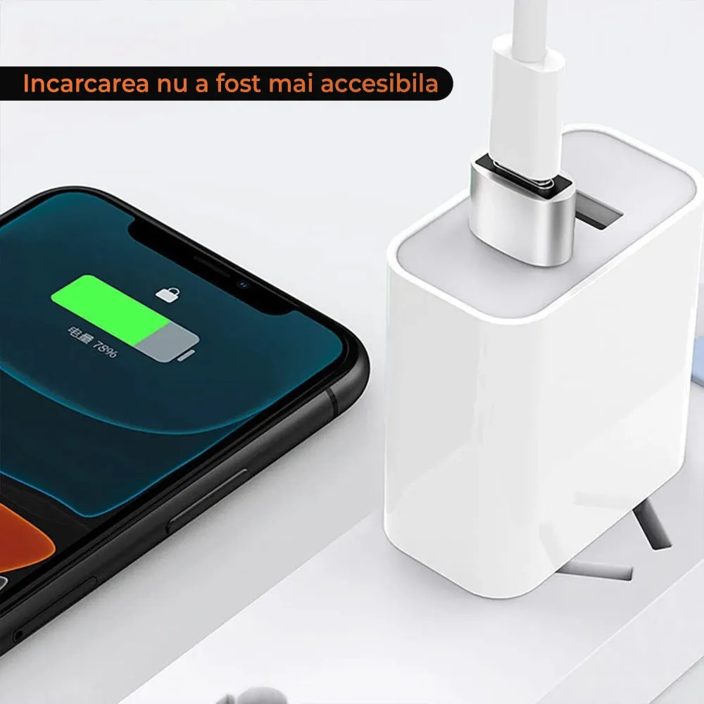 Adaptor OTG Timebox, USB-C la USB, Fast Charging si Transfer Date, Negru