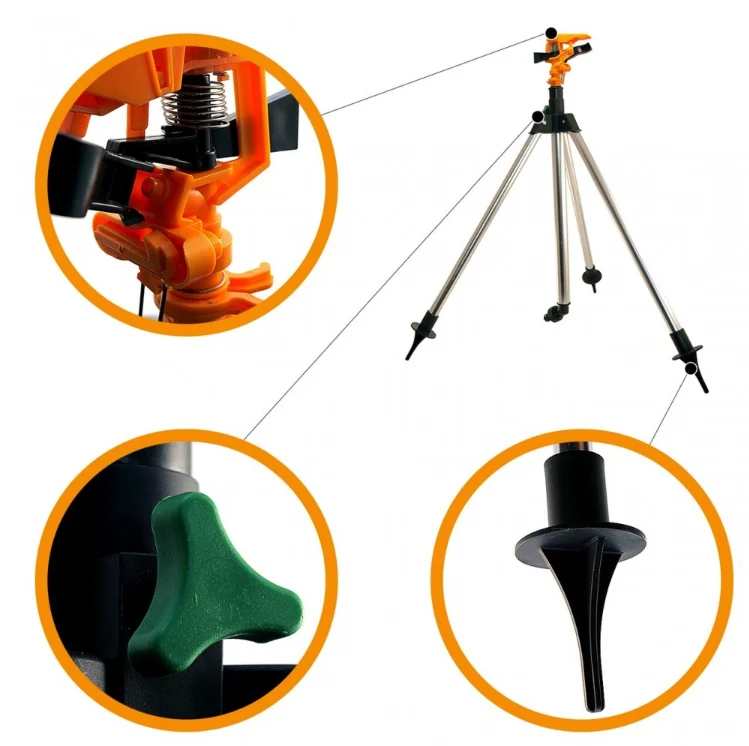 Aspersor pulsatoriu, plastic, cu trepied telescopic, 55-93 cm