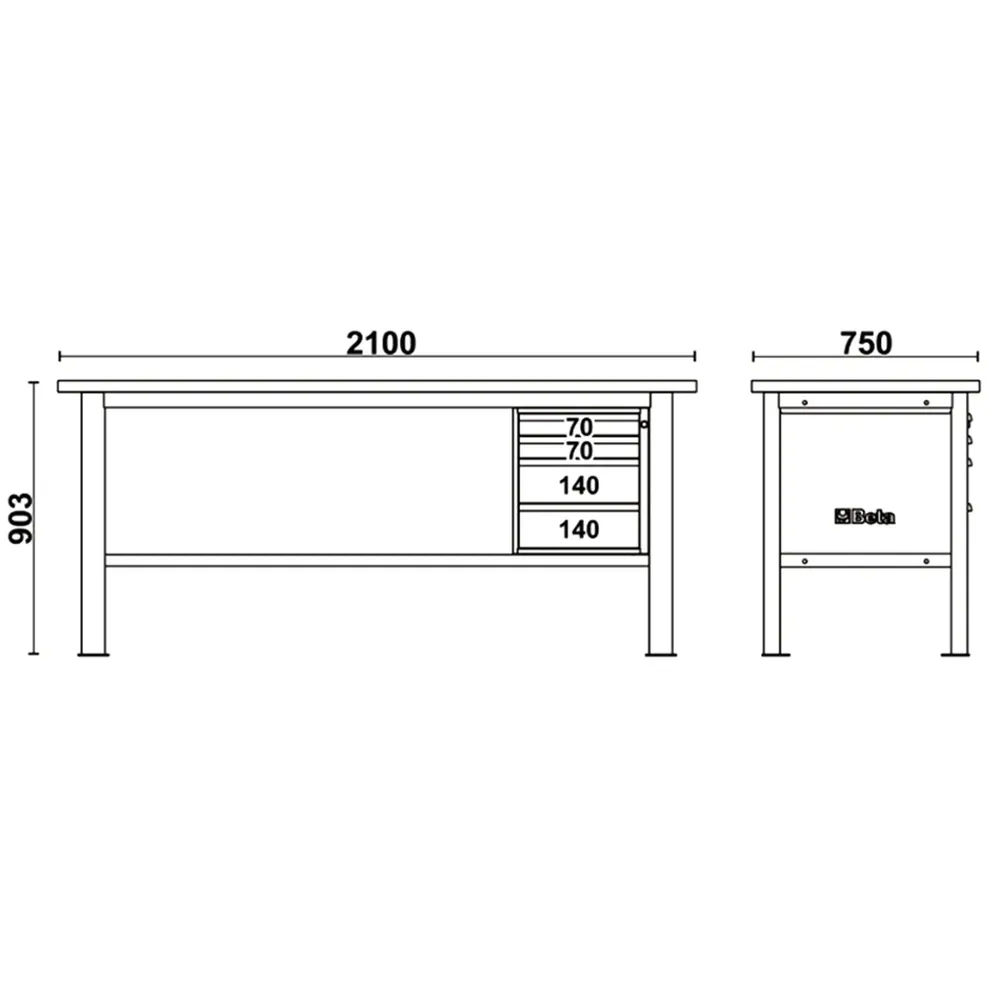 Banc de lucru Beta C58BC-X2,1 4C negru