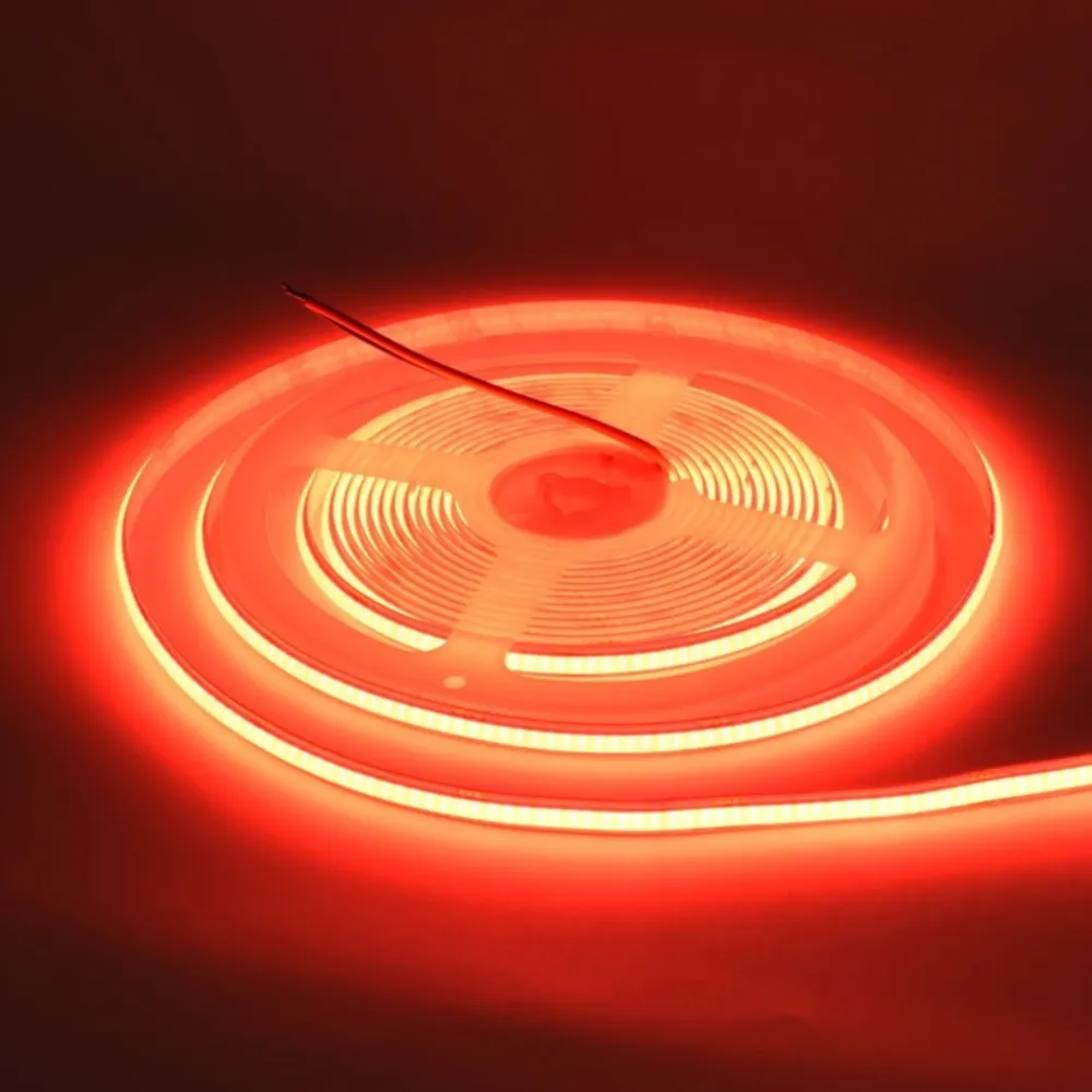 Banda LED COB 24V 8mm 320 LED/m Rosu 5m