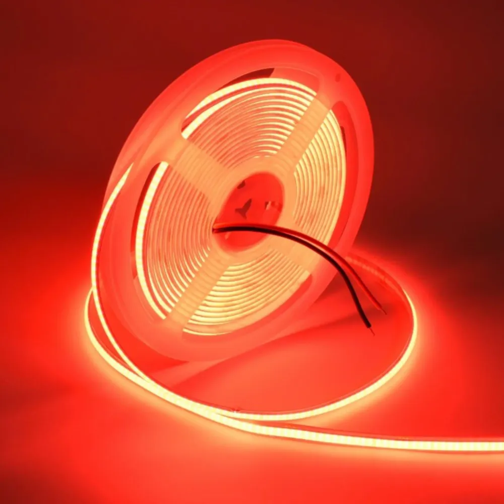 Banda LED COB 24V 8mm 320 LED/m Rosu 5m
