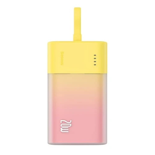 Baseus Popsicle 5200 mAh 20 W, cablu Lightning + USB-C - Galben-Roz