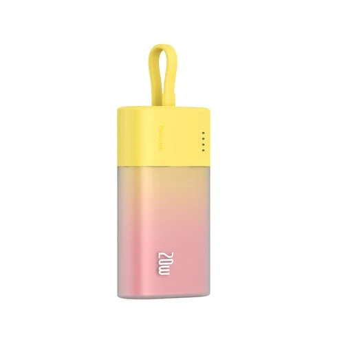 Baseus Popsicle 5200 mAh 20 W, cablu Lightning + USB-C - Galben-Roz
