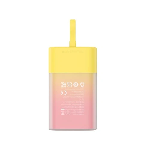 Baseus Popsicle 5200 mAh 20 W, cablu Lightning + USB-C - Galben-Roz