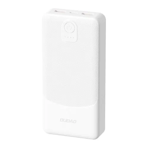 Baterie Dudao K10Pro 2.4A 20000mAh, 2 porturi USB- - albă.
