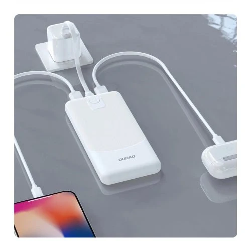 Baterie Dudao K10Pro 2.4A 20000mAh, 2 porturi USB- - albă.