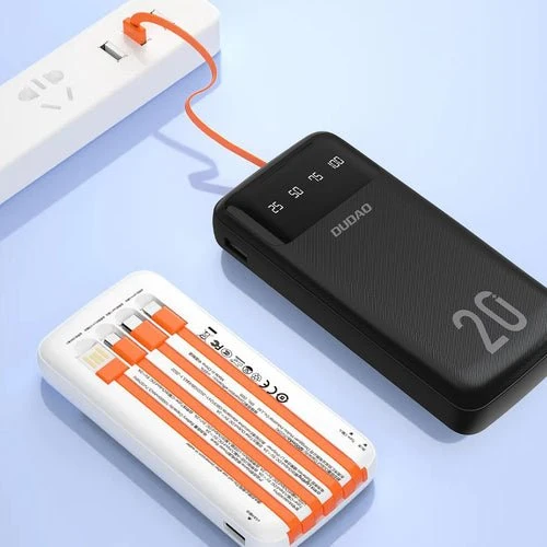 Baterie externă Dudao 20000 mAh, 3 cabluri USB-C/micro USB/Lightning