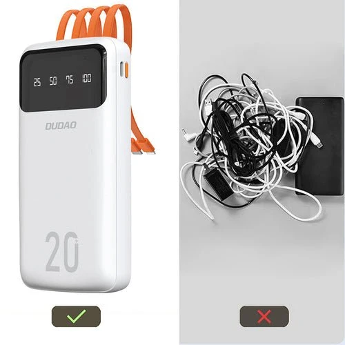 Baterie externă Dudao 20000 mAh, 3 cabluri integrate (K6Pro +).