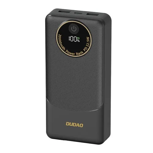 Baterie externă Dudao K12Pro 22,5W PD 20000mAh USB-/USB-C - Neagră