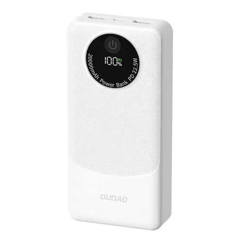 Baterie externă Dudao K12Pro 22,5W 20000mAh USB-, USB-C - albă