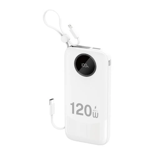 Baterie externă Dudao K13 10 000 mAh, cablu integrat - Albă