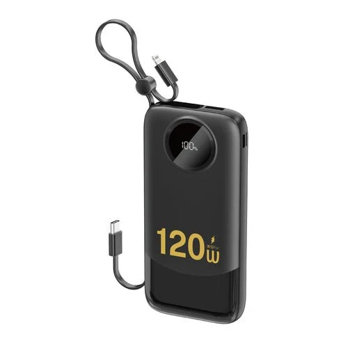 Baterie externă Dudao K13 10000 mAh cu cablu integrat - Neagră