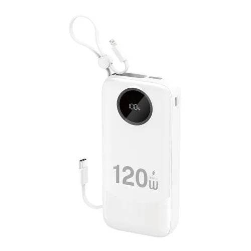 Baterie externă Dudao K13Pro 20 000 mAh, cablu integrat - Albă
