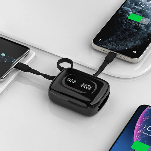 Baterie externă Dudao K32 10000 mAh, USB-C/Lightning - Negru.
