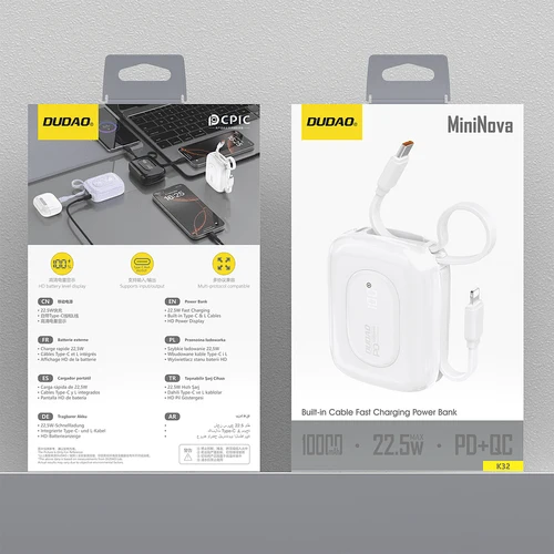 Baterie externă Dudao K32 22,5 W 10 000 mAh, cablu USB-C/Lightning