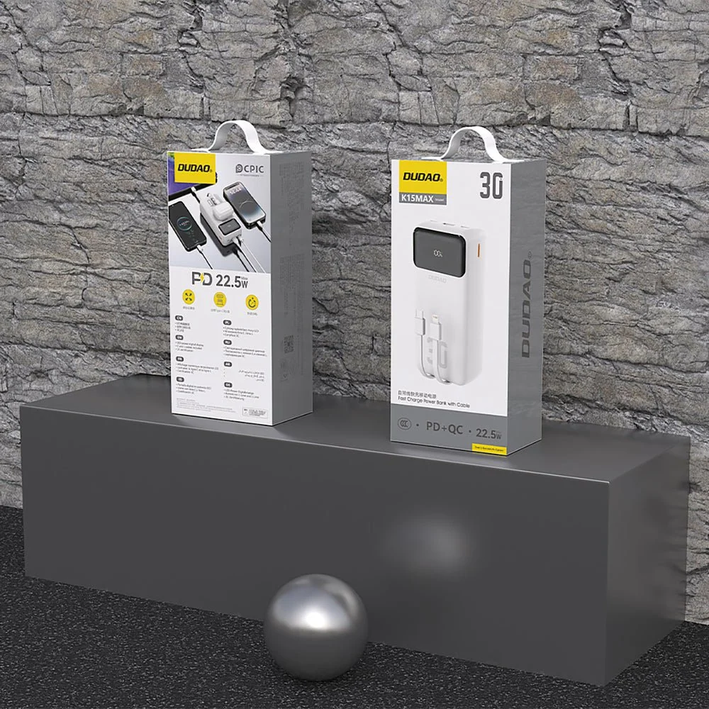 Baterie externă K15Max 30000mAh cu cabluri integrate DUDAO