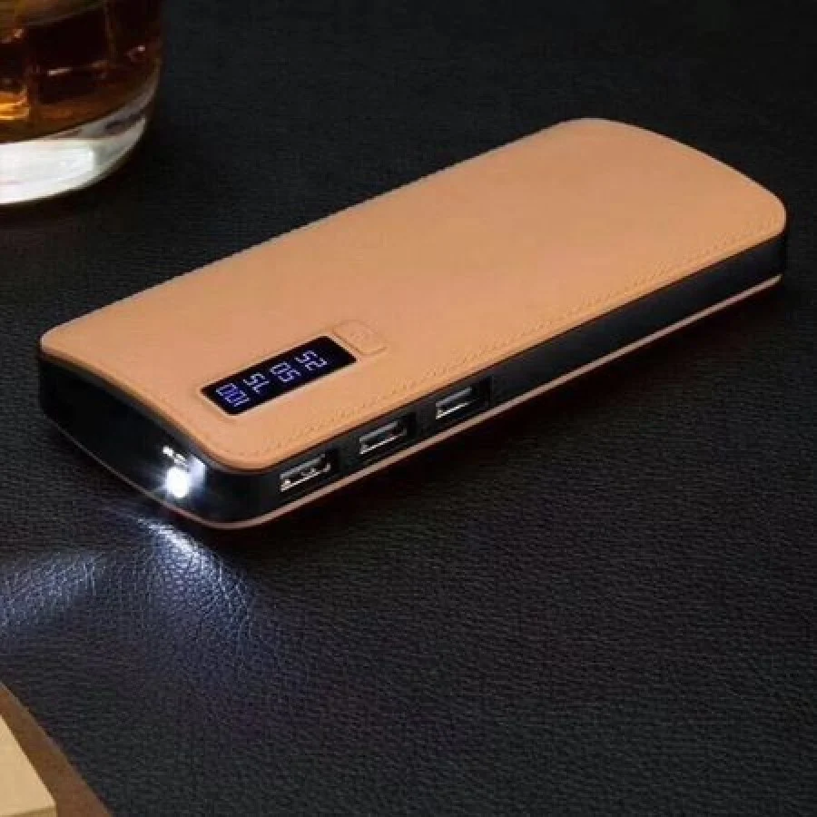 Baterie Externa Smart Power Bank 20000 mAh, 3 x USB Design Piele