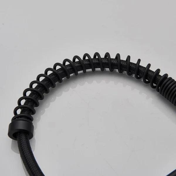 Baterie profesionala de bucatarie, cu dus flexibil, 2 functii de curgere, negru mat