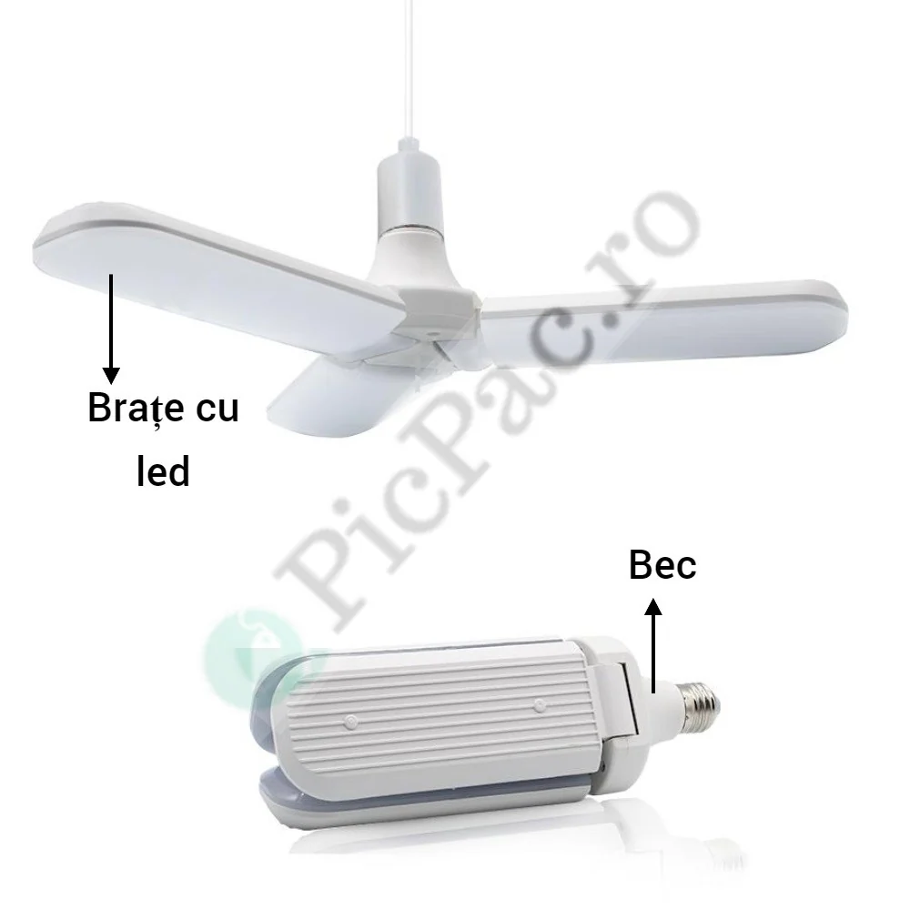 Bec LED, 4 elice, RGB, Boxa incorporata, bluetooth, telecomanda
