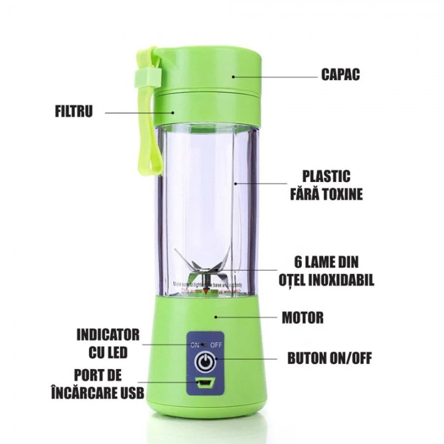 Blender portabil cu acumulator si functie de baterie externa